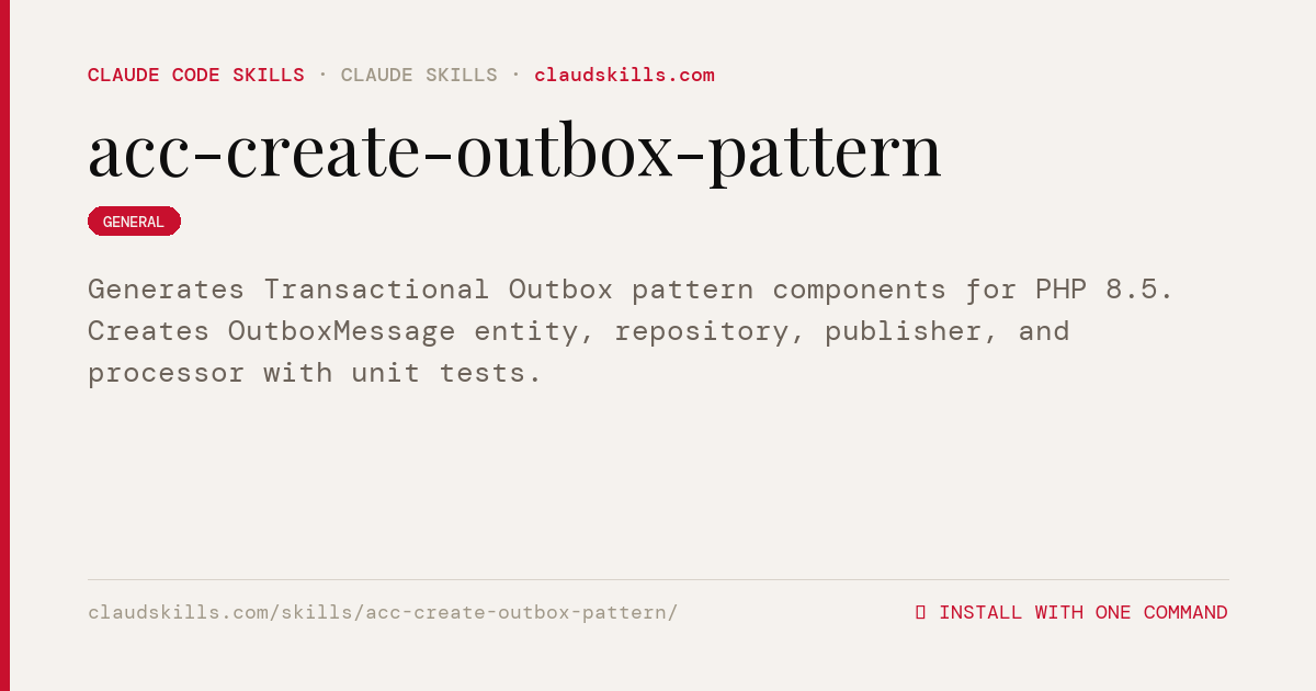 Outbox Pattern Java Acc Create Outbox Pattern — Generates | ClaudSkills