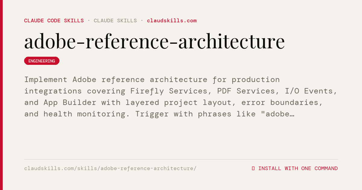 Adobe Reference Architecture — Implement | ClaudSkills