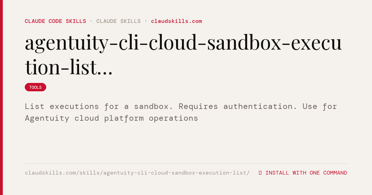 Agentuity CLI Cloud Sandbox Execution List — List
