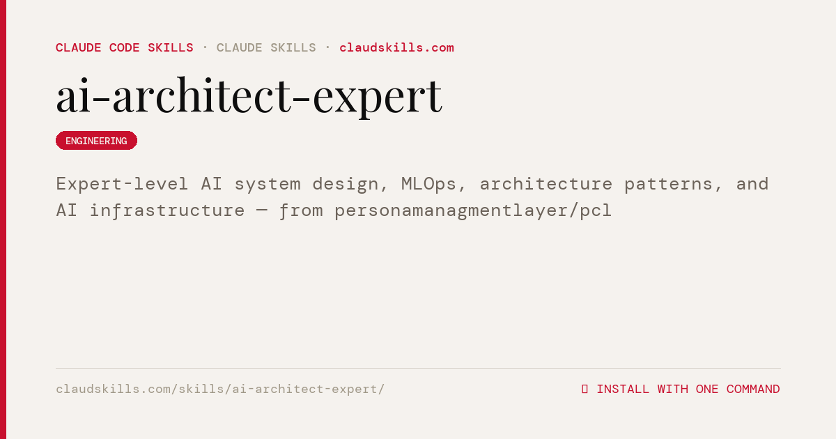 AI Architect Expert — Expert-level AI system | ClaudSkills