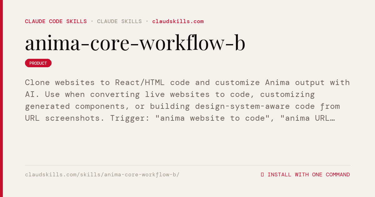 Anima Core Workflow B — Clone websites to | ClaudSkills