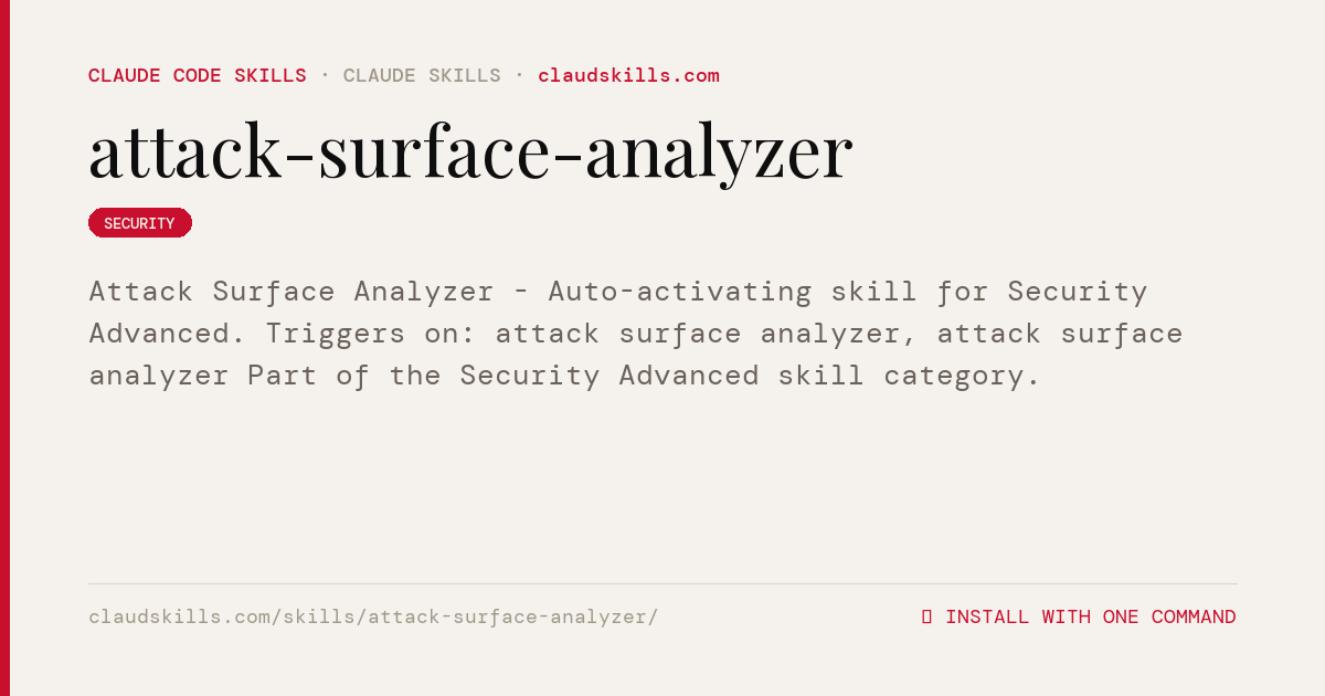Attack Surface Analyzer — Claude Code skill | ClaudSkills