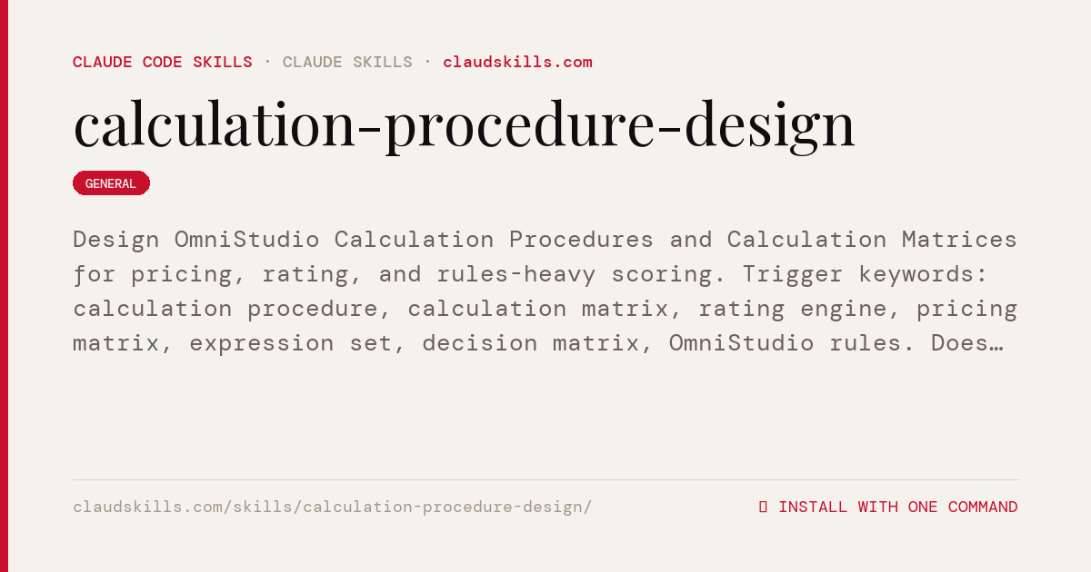 Calculation Procedure Design — Design | ClaudSkills