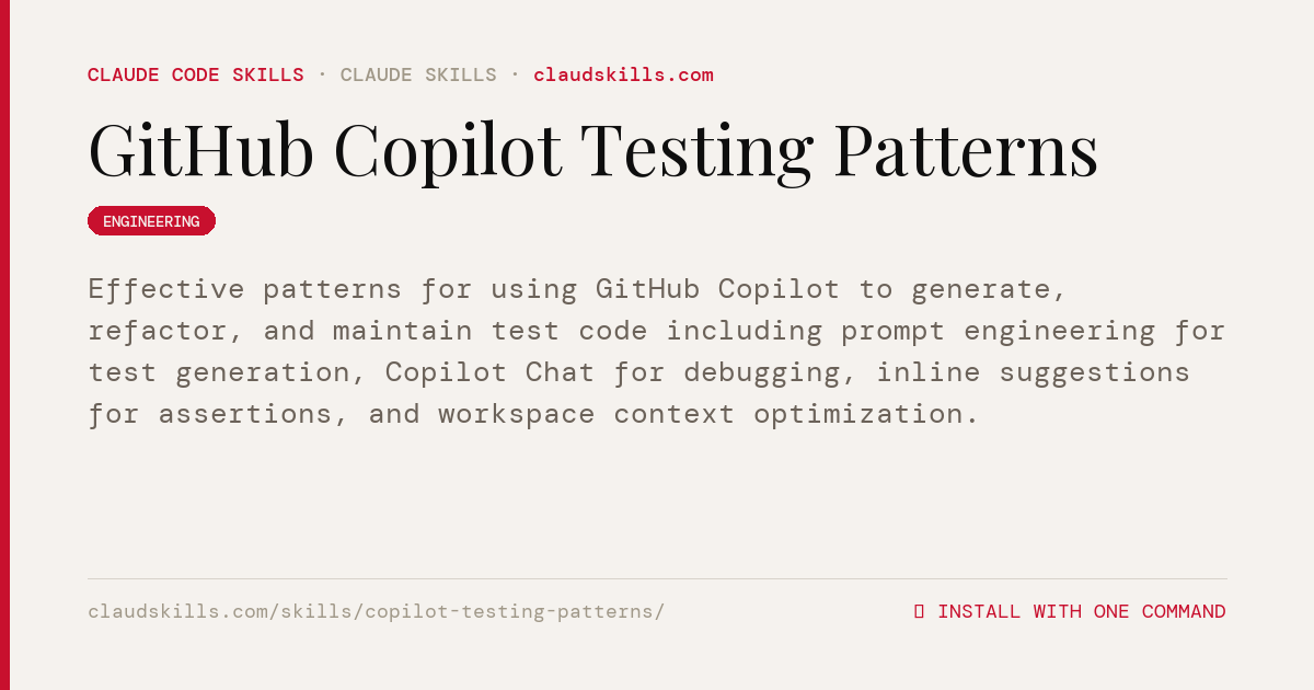 GitHub Copilot Testing Patterns — Effective patterns for