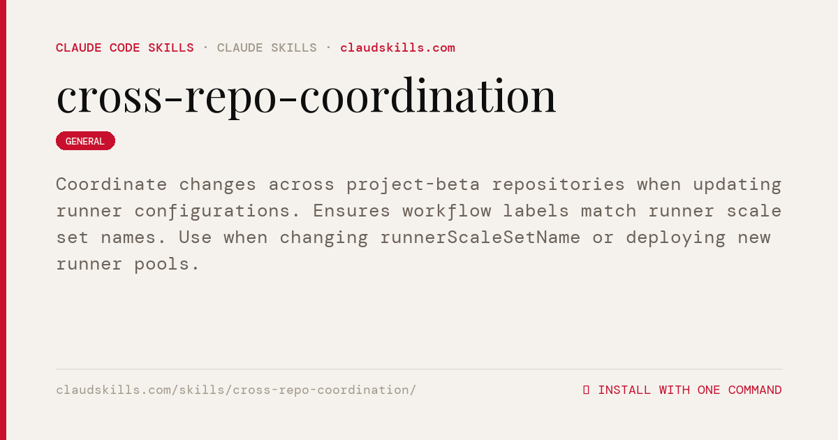 Cross Repo Coordination — Coordinate changes | ClaudSkills