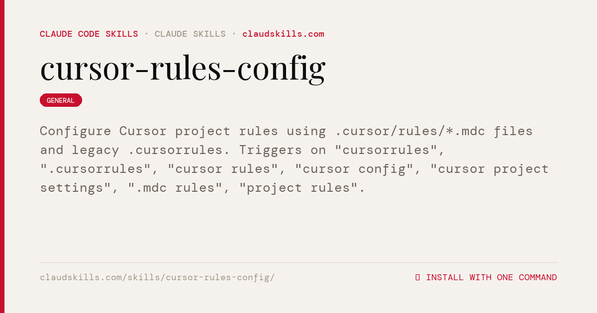 Cursor Rules Config — Configure Cursor project rules using