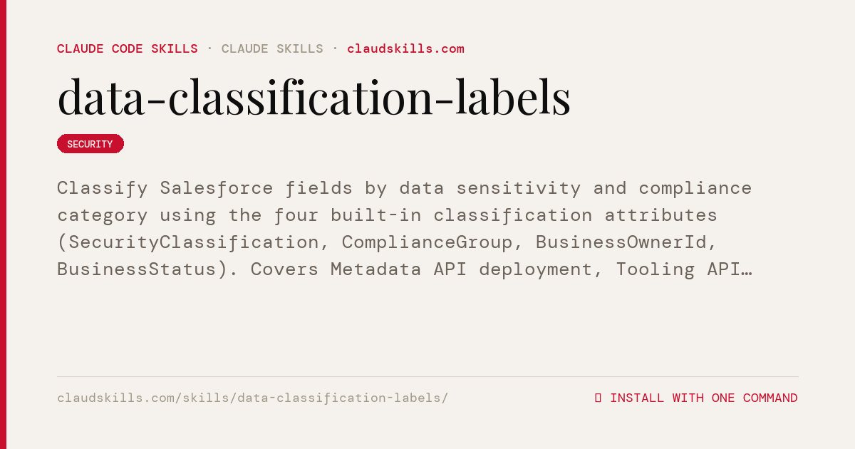 Data Classification Labels — Classify | ClaudSkills