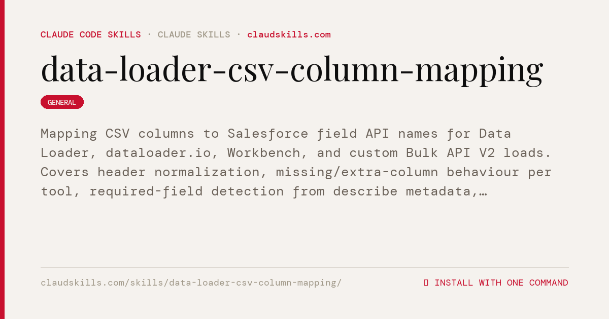 Data Loader CSV Column Mapping — Mapping CSV columns to