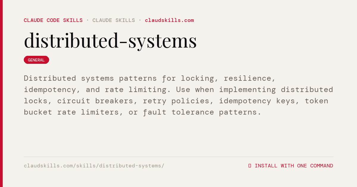 Distributed Systems — Claude Code skill | ClaudSkills