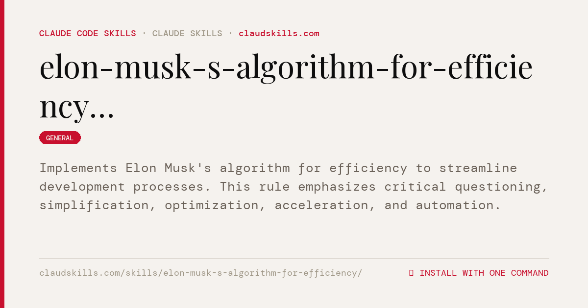 Elon Musk S Algorithm For Efficiency — Implements Elon