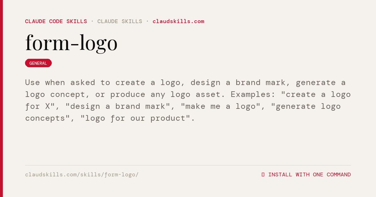 Form Example Logo Form Logo — Use when asked to create a logo | ClaudSkills