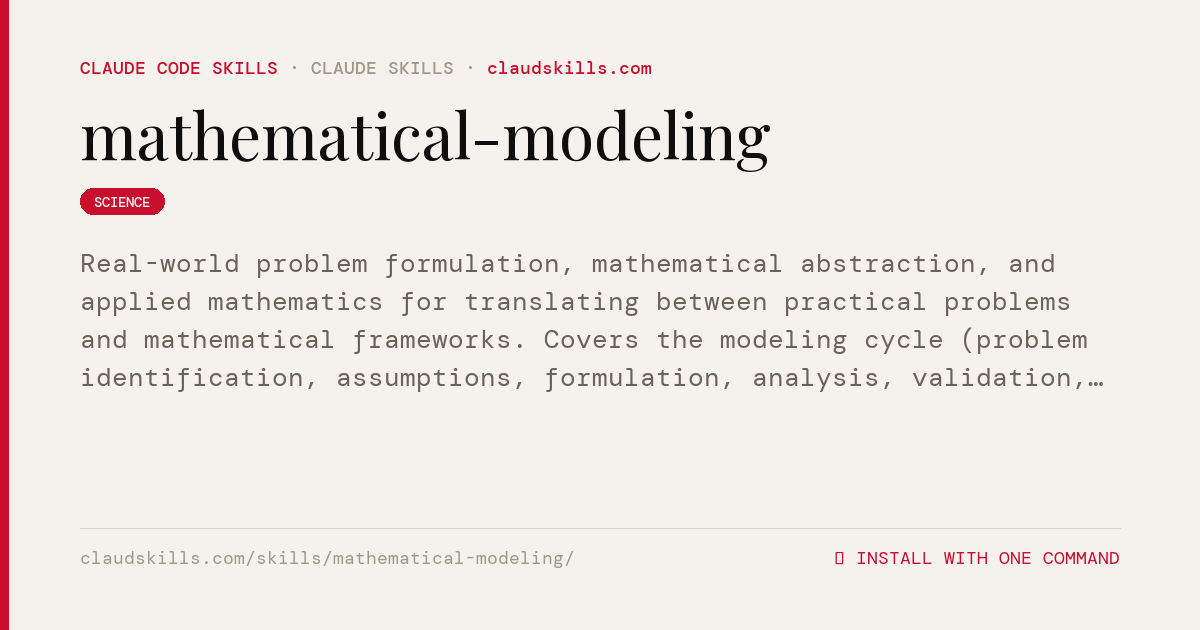 Mathematical Modeling — Real-world problem | ClaudSkills