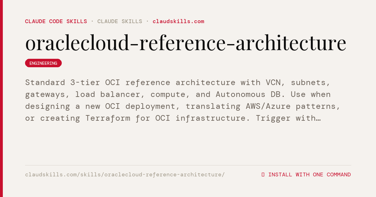 Oraclecloud Reference Architecture — Standard 3-tier OCI