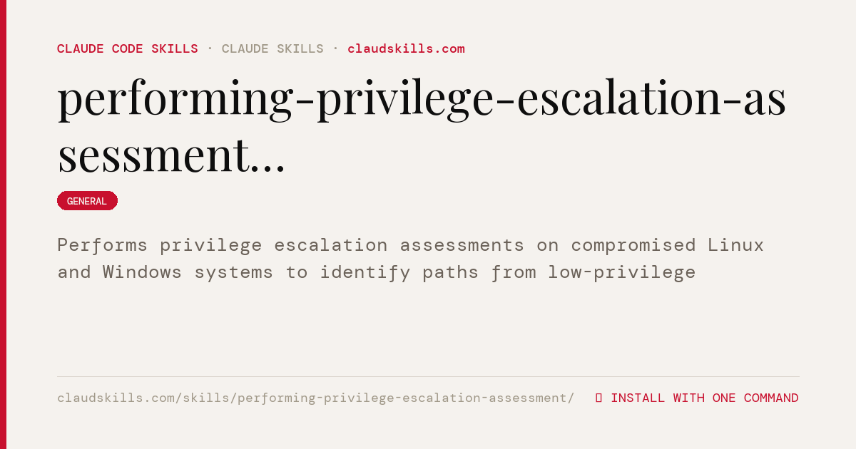 Performing Privilege Escalation Assessment — Performs