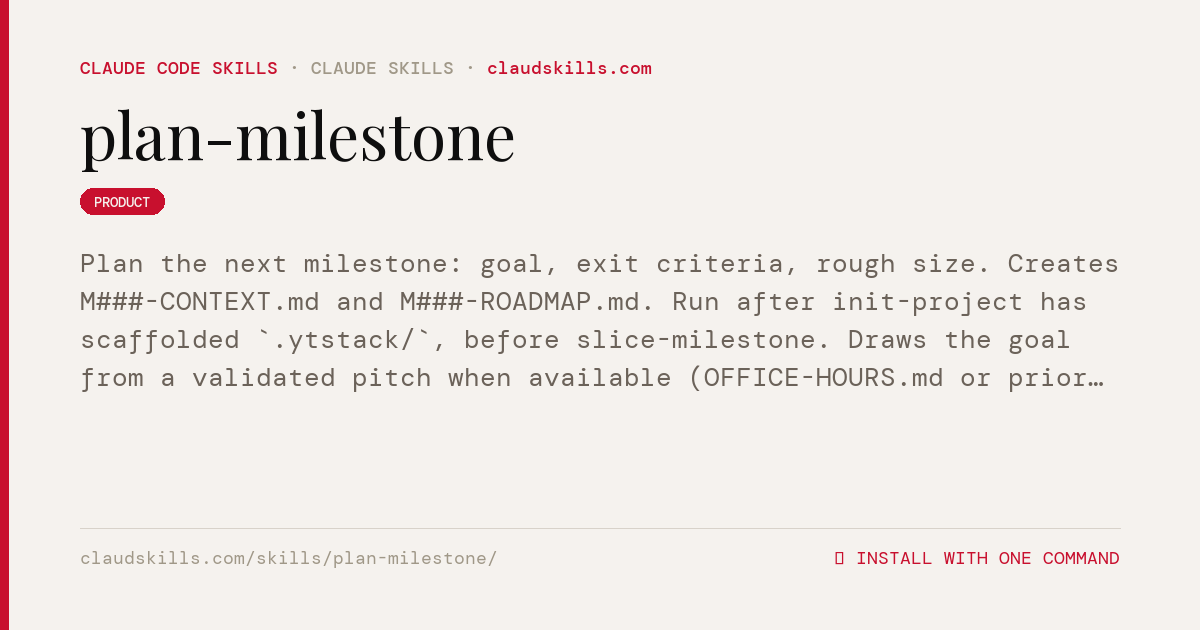 Plan Milestone — Plan the next milestone | ClaudSkills