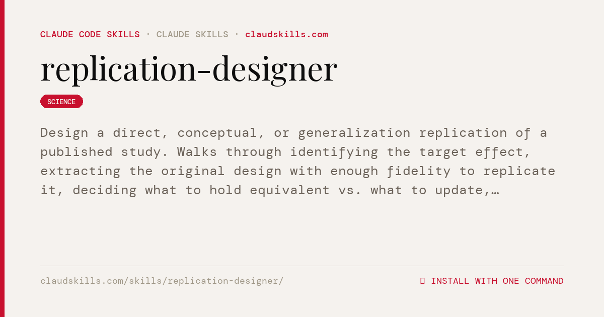 Replication Designer — Design a direct | ClaudSkills
