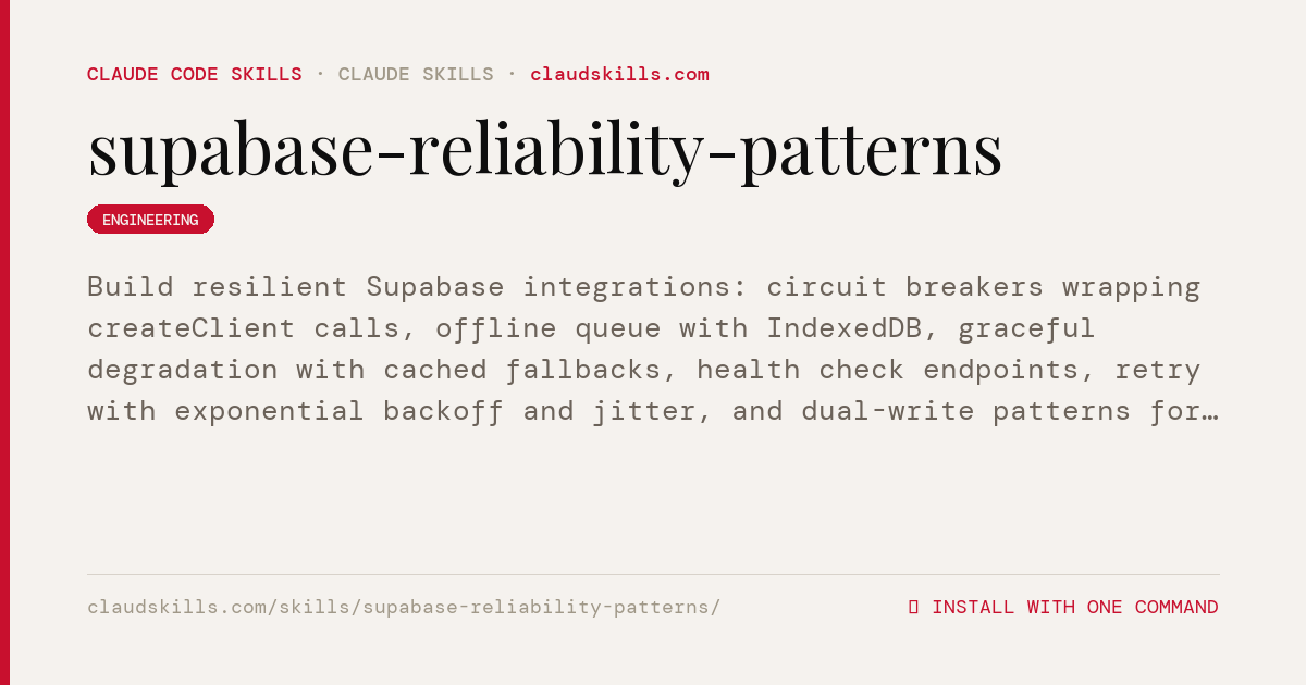 Supabase Reliability Patterns — Build resilient Supabase