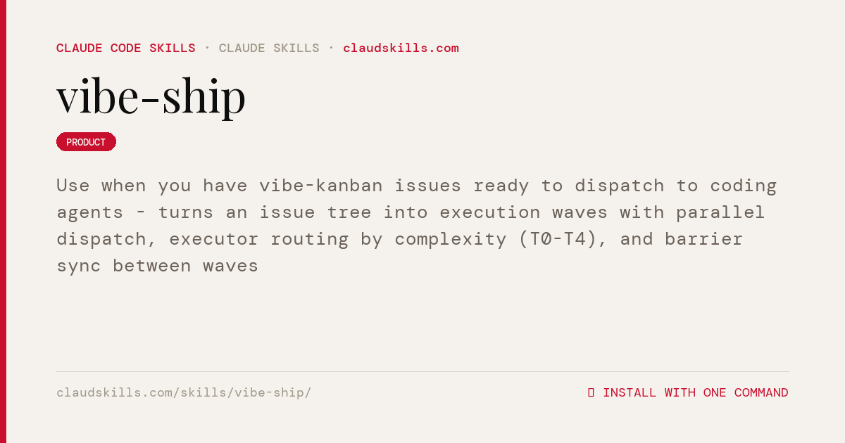 Vtbe Hade Vibe Ship — Use when you have vibe-kanban | ClaudSkills