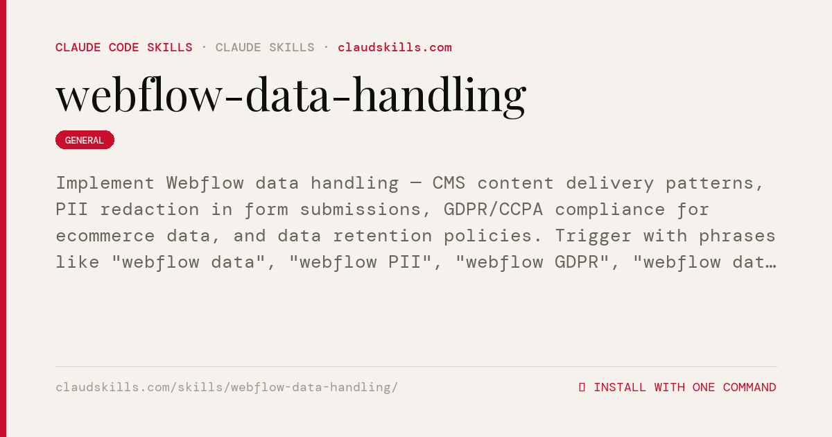 Webflow Data Handling — Implement Webflow | ClaudSkills