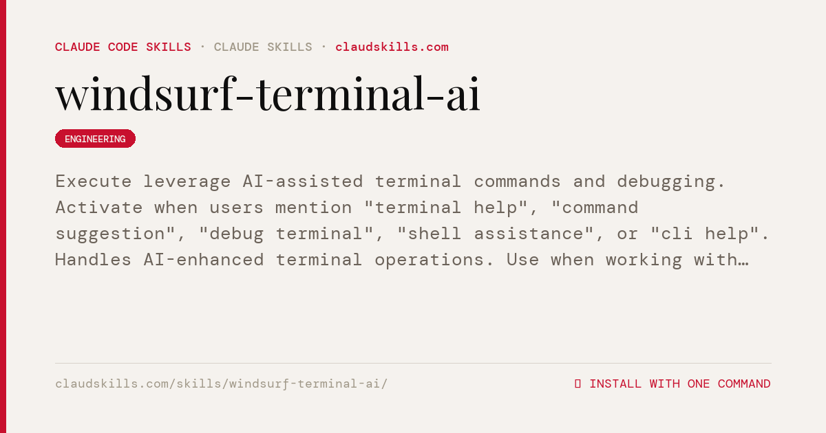 Windsurf Terminal AI — Execute leverage | ClaudSkills